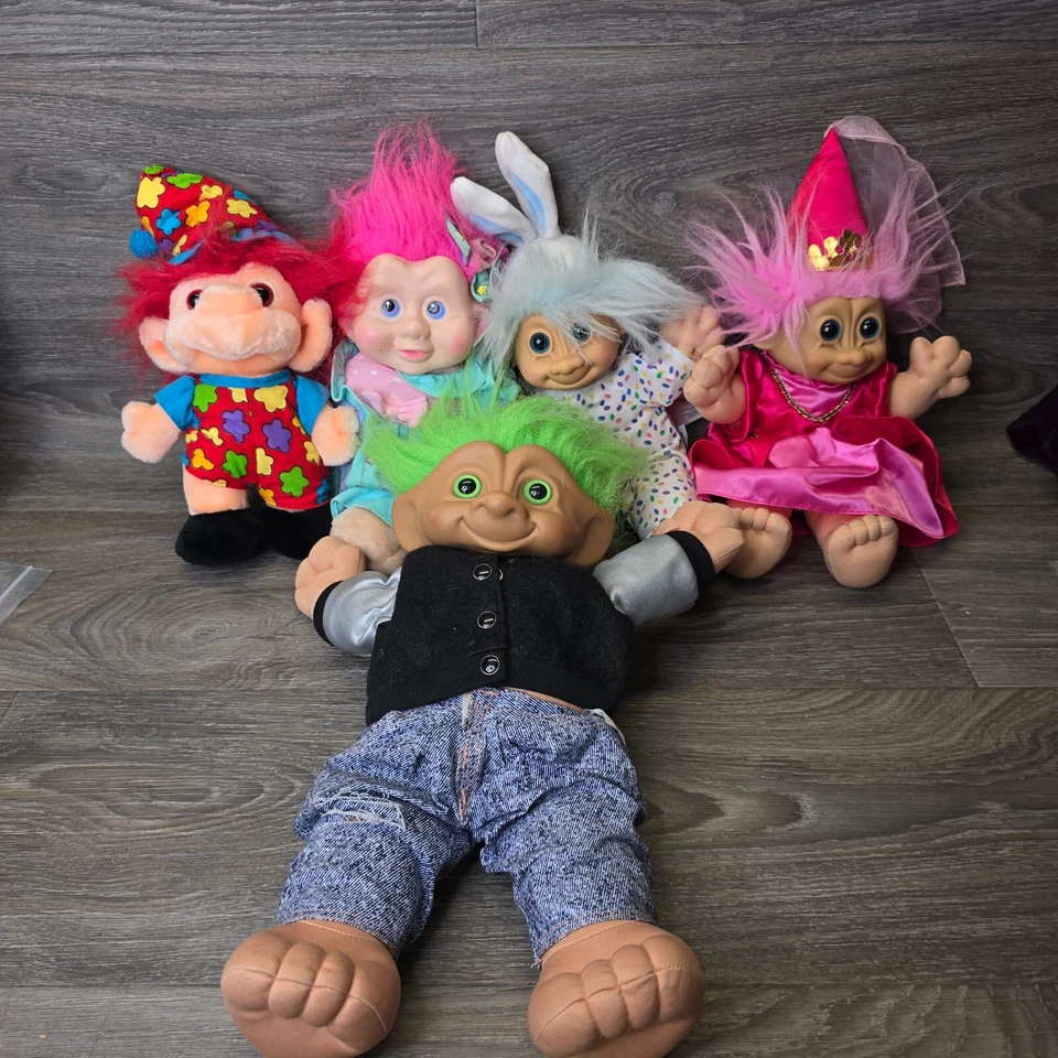 Troll Dolls Lot 5 XL 15 in 10 in Plush Russ Treasure Troll Mixed Lot Kidz READ - Image 1 of 4
