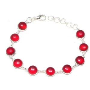 Red Carnelian Gemstone Handmade 925 Sterling silver Bracelet Size 7-8'' - Picture 1 of 1