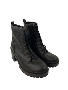 New Rock & Candy by Zigi Hadria Mid Calf Black Boots Womens 9.5 Combat Lace Zip - Picture 1 of 15