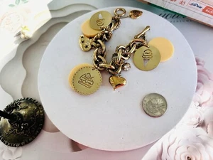 Betsey Johnson Vintage Ice cream Crystals Heart Charms Bracelet - Picture 1 of 5