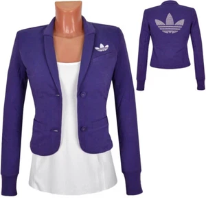 Adidas Night Blazer Damen Trefoil Jacke kurz Sakko Cardigan Party Logo blau/lila - Picture 1 of 12