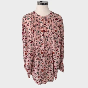 Woman Within Large 18 20 rosa Blumen Top 100 % Baumwolle Knopfleiste - Bild 1 von 8