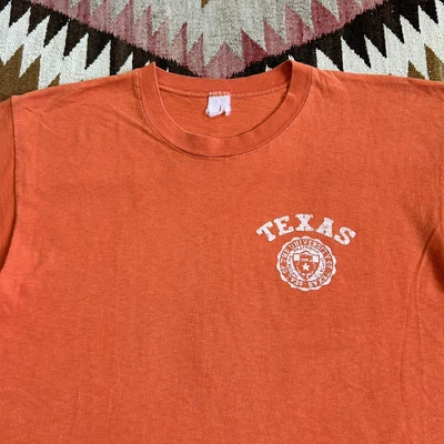 Vintage años 70 U. Escuela de tecnología de tuberías de Texas. Camiseta de algodón talla S/M Foto 1 de 4