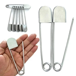 6 Pack Large Safety Pins 5 Inches Heavy Duty Stainless Steel Oversize Safety - Picture 1 of 7