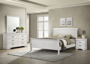 Coaster Louis Philippe 4-Piece Traditional Wood Full Bedroom Set White - Picture 1 of 17