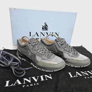 Lanvin Luxe Mesh Cross Men's Size UK 7 Grey Leather Trainers Boxed Dust Bag - Picture 1 of 24