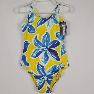 Vilebrequin Kids Girl's Yellow Macro Raiat Print One-Piece Swimsuit Sz 8 $160 - Picture 1 of 5