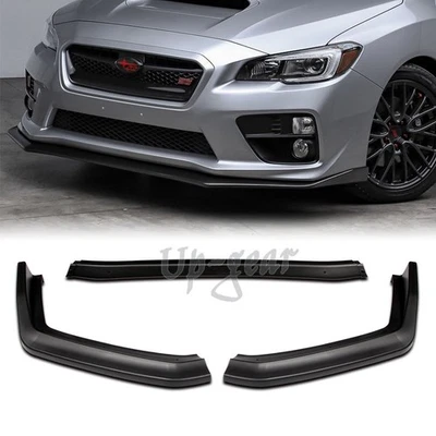 Para Subaru WRX STi 2015-2021 estilo CS, labio de alerón de parachoques delantero negro sin pintar Foto 1 de 4
