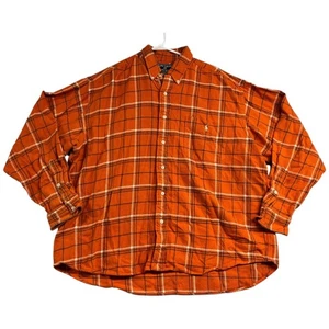 Ralph Lauren Sportsman Shirt Mens XL Orange Plaid Button Down Flannel Casual - Picture 1 of 7