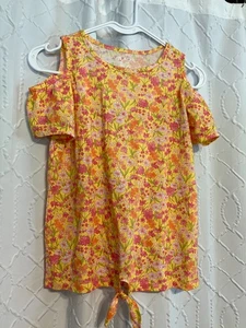 The Children’s Place Girls Yellow/Pink/Orange Floral Tie-Front Shirt Size XL(14) - Picture 1 of 7