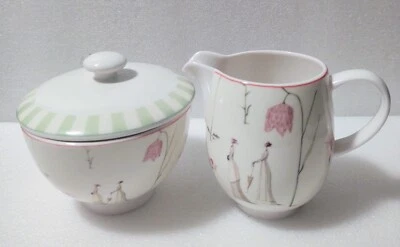 Vtg. Portmeirion Up Garden Path Creamer & Sugar Set Oscar Wilde Laura Stoddart - Image 1 of 4