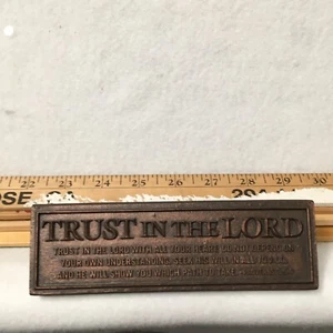 Trust in the  Lord Jesus God Hammered Brass Desk Top Reminder bible verse - Picture 1 of 10