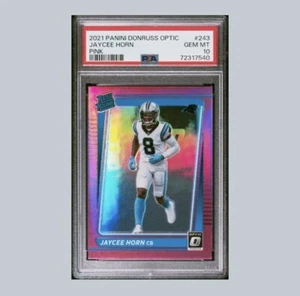 2021 Donruss Optic Jaycee Horn Pink Prizm Rated Rookie RC #243 Panthers PSA 10 - Picture 1 of 1