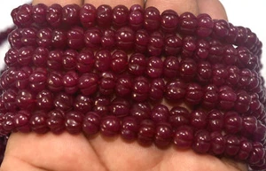 Melon Jade Ruby Gemstone 6-8 mm Rondelle Pumpkin Carved Faceted Beads 13" - Picture 1 of 2
