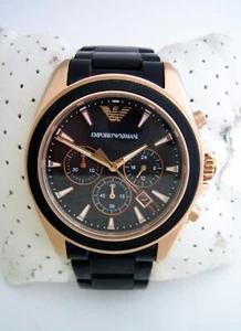 EMPORIO ARMANI CHRONOGRAPH WATCH AR6066 MENS STAINLESS STEEL SILICONE GENUINE - Picture 1 of 9