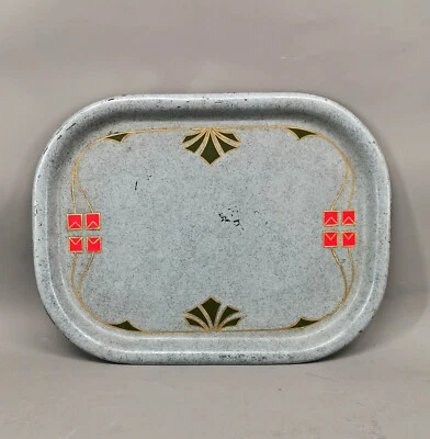 9133065-d Tablett Jugendstil um 1900 geometrisches Dekor Eisenblech  40 x 30 cm - Bild 1 von 3