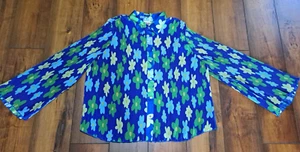 Black History Month 2022 Target Blouse 2XL XXL Blue Green Flower Power Crinkle - Imagen 1 de 3