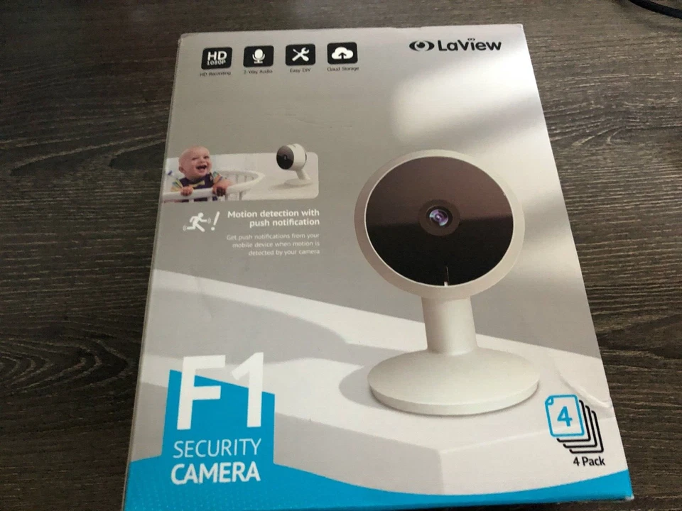 LaView Security Cameras 4pcs, Home Camera Indoor 1080P, Wi-Fi White  - Image 1 of 1