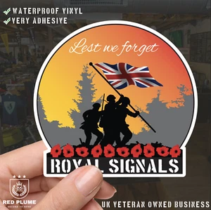 Remembrance Vinyl Sticker - Royal Signals Lest We Forget - Picture 1 of 11