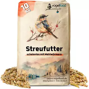 10 kg schalenloses Streufutter mit Mehlwürmer Vogelfutter Wildvogel ohne Winter - Bild 1 von 7