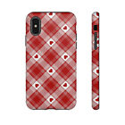 Plaid Hearts Phone Case - Love, Tartan Plaid Red White Ombre, Valentine's Day