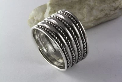 Design Largo Anello a Nastro Gotico Anello IN Argento 925 Vero Argento / 104 - Immagine 1 di 4