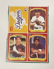 1987 Fleer Star Stickers Box Bottom Panel Dodgers/Boggs/Garvey/Winfield