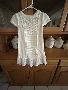 THE CHILDRENS PLACE WHITE CABLE KNIT SWEATER DRESS SZ 7-8 - Picture 1 of 3