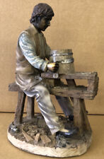 GORGEOUS VINTAGE MID CENTURY MAN REPAIRING A WOODEN BUCKET WITH DEFECTS 8.5”