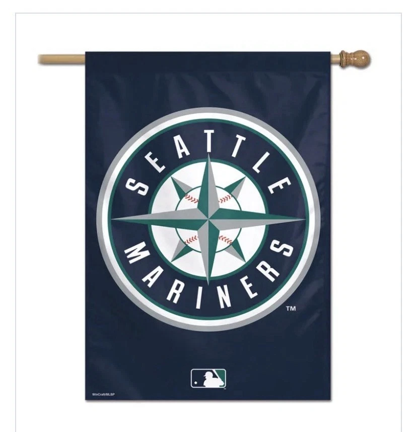 SEATTLE MARINERS VERTICAL FLAG 28" X 40" Baseball Team Logo MLB NEW - Image 1 of 1