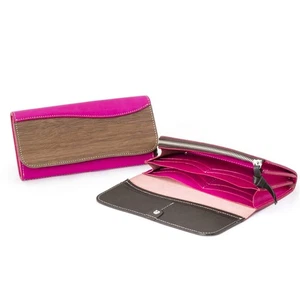 [VARCO MADERA REAL] Cartera Larga Hombre Mujer Cuero Genuino Madera Natural Le - Imagen 1 de 8