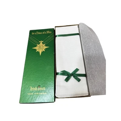 Pañuelo de lino irlandés Van Heusen vintage de los años 50 en caja para hombre pañuelo regalo nuevo de stock nuevo Foto 1 de 4