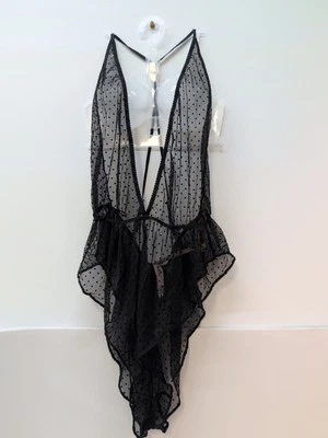 Mameluco Victoria's Secret Jingle Bells malla L/G lunares negros  Foto 1 de 4