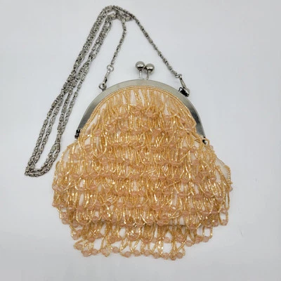 NWT Vintage Bijoux Terner Bag CREAM EVENING Dangle Beaded Snap Close Crossbody - Image 1 of 4