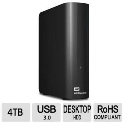 WD Elements WDBWLG0040HBK-NESN 4 TB Hard Drive - External - Desktop - Image 1 of 4