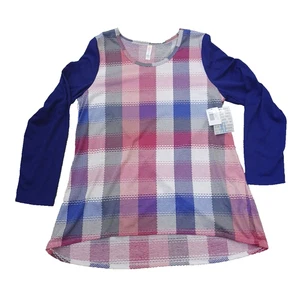 Blusa Top LuLaRoe Lynnae Adulto Talla XL - Cuadros con Mangas Púrpura - Nueva con Etiquetas - Imagen 1 de 7