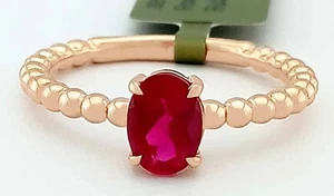 LAB CREATED 1.05 Cts RUBY SOLITAIRE RING .925 SILVER (Rose tone) - New With Tag - Picture 1 of 5