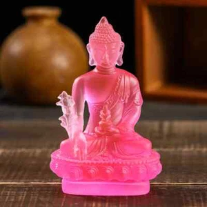 5.1" Crystal Buddha Statue Colorful Glazed Buddha Statues Home Decoration - Picture 1 of 12