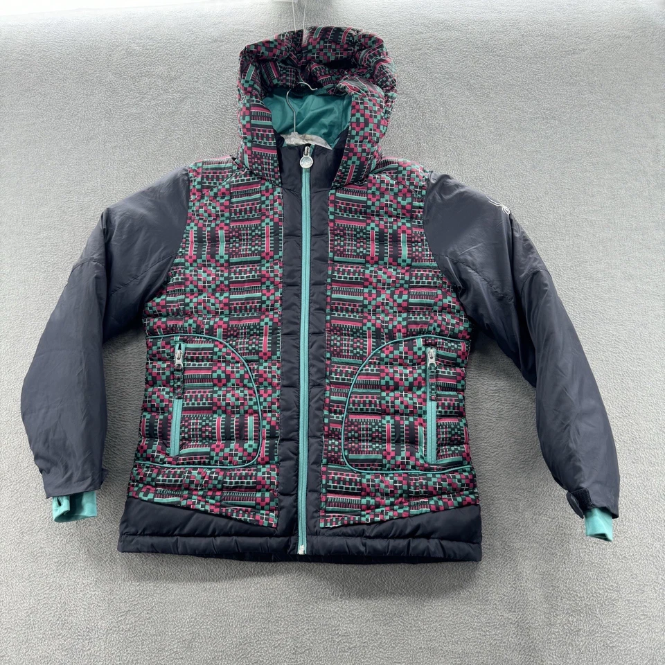 Spyder Niños Niñas Talla L Nativo Azteca Capucha Puffer Chaqueta Cremallera Completa Foto 1 de 4