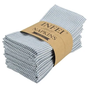 Narrow Striped Cotton Linen Blended Dinner Cloth Napkins - Set of 12 40 x 30 ... - Picture 1 of 9