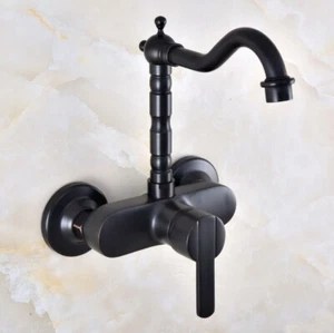 Black Oil Brass Wall Mount Swivel Bathroom Basin Mixer Tap / Sink Faucet ynf845 - Picture 1 of 8