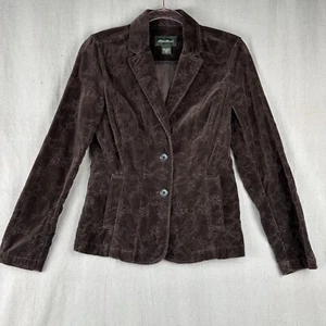 Eddie Bower | Blazer Women Size 2 Small | Brown Suede Jacket Floral - Picture 1 of 9