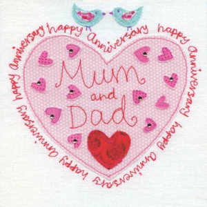 Tarjeta de aniversario de mamá y papá sol ojos azules - Acabada a mano con joyas - Imagen 1 de 1