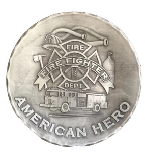 American Forging Metal Plate "Fire Fighter~ American Hero USA 5.5" - Picture 1 of 2