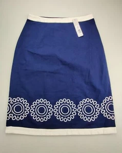 Down East Wmn's Sz 4 Cheery Peacoat Navy/White Embroidery Skirt - Picture 1 of 10