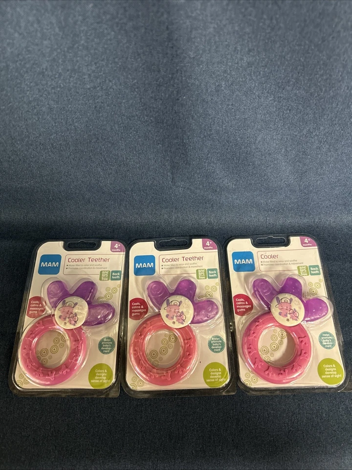 4 Pack MAM Cooler Cooling Relief 4 Months Teether Massages Gums E12E