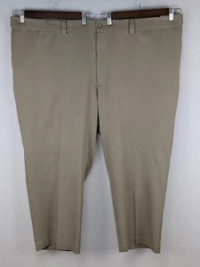 Oak Hill Dress Pant Mens 54x27 (Tag 52x28) Khaki Stretch Flat Chino Adjustable - Picture 1 of 8