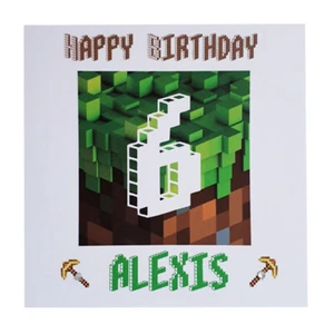 Personalised Minecraft Happy Birthday Greeting Card - Age Name Computer Gaming - Picture 1 of 7