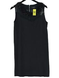 Diesel Women's Midi Dress M Black Cotton with Nylon, Polyester A-Line
