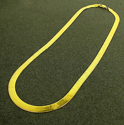 Collar de cadena de espiga enchapado en oro amarillo de 14k 6 mm de ancho 24 pulgadas de largo Nuevo Foto 1 de 4